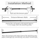 6 Pack Shower Curtain Rod, Small Tension Rods 7-11 inches Adjustable Spring Steel Cupboard Bars Tension Curtain Rod Shower Rod Closet Rod, (Black, 7-11 in-6Pcs)