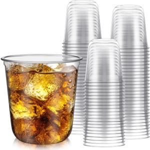 100 Pcs Plastic Stemless Wine Glasses Disposable Plastic Wine Glasses for Parties Weddings Birthdays Cocktail (Clear,12oz)