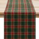Softalker Christmas Checkered Tartan Table Runner - Green Buffalo Plaid Xmas Stain Resistant Washable Table Decoration for Dining/Parties/Holiday Decor, 13 x 70 Inch