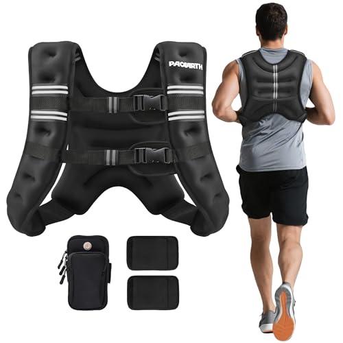 PACEARTH Weighted Vest, 20lb Weight Vest with Reflective Stripe, Body Weight Vests for Women, Men, Weight Loss Workout, Strength Training, Running, Walking, Jogging