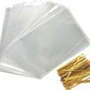 200 Pcs 3.6" x 6" Small Clear Bags Cello Candy Bags with Twist Ties for Cookie Treats Wedding Baby Shower Valentine Birthday Party Favors