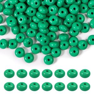 Niziky 500PCS 8mm Acrylic Lentil Beads, Green Abacus Beads Loose Beads for Crafts, Acrylic Spacer Beads for Jewelry Bracelet Necklace Making, Beads for Pens Charms Crafts