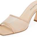 Modatope Womens Heeled Sandals Open Square Toe Heels Chunky Block Heel Slip On Sandals for Women, 6.5
