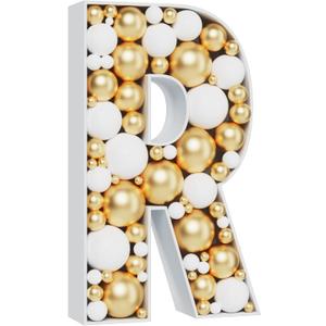 3FT Large Marquee Letters Mosaic Balloon Frame Pre-cut Foam Board Marquee Light Up Letters R for Birthday Party Decorations,Wedding,Baby Shower DIY Party Supplies (Letter R)
