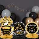 HOWAF 9 Pieces Retirement Party Decorations Black Gold Retirement Honeycomb Centerpieces Happy Retirement Table Decorations Table Centerpieces for Men and Women Retirement Party Supplies