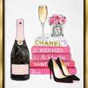 Stupell Industries Glam Pink Fashion Book Champagne Hells and Flowers, Design by Amanda Greenwood (1.5L" x 1.5W", Gold Floater Framed)