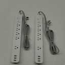 2 Pack Power Strip Surge Protector - 5 Widely Spaced Outlets 3 USB Charging Ports, 1875W/15A with 5Ft Braided Extension Cord, Flat Plug, Overload Surge Protection, Wall Mount for Home Office,White
