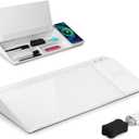ORIENTOOLS Small Glass Desktop Whiteboard, Desk Whiteboard, to-do List Memo Desk Dry Erase Board with Storage, Computer Pad & Keyboard Stand, Desk Organizers with Accessories for Office, Home, School