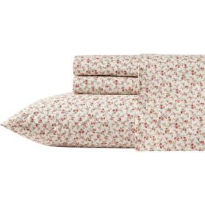 Laura Ashley - Queen Sheets, Cotton Percale Bedding Set, Lightweight & Breathable Home Decor, Oeko-Tex Certified (Sweet Success Pink, Queen)