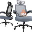 Big and Tall Office Chair with 500 LBSCapacity and Memory Foam Seat, Grey
Heavy duty executive chair, plus-size computer desk chair, saddle-shaped seat, flip-up arms, 3D headrest, for home and office