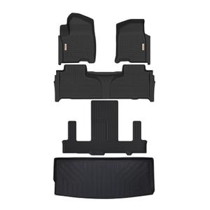 Tesson Floor Mats & Trunk Mat for Nissan Murano 2025 2026,All Weather Protection Accessories Custom Full Set Liners Include 1st & 2nd Row Automotive Floor Mats TPE Winter Slush Car Liner Black