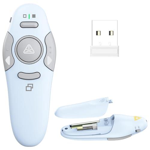 QUI Presentation Clicker Wireless Presenter Remote Clicker for PowerPoint Presentation Remote, PowerPoint Slide Advancer for Mac/Windows/Linux, Google Slide/PPT/Keynote, USB A, Blue