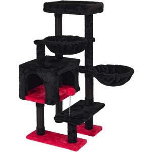 KIYUMI Cat Tree Cat Tower Condo with Sisal Scratching Post for Indoor Cats Cat Tree Cat Furniture with Hammock Perch and Kitten Ball Toys, Multi-Level Pet Activity Center, RedBlack (39")