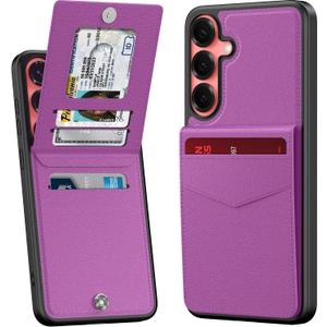 Bemal for Samsung Galaxy S25 Wallet Case, Built-in Card Holder, RFID Blocking, PU Leather Kickstand, Magnetic Closure, Durable Shockproof Phone Cover for Women Men, Violet