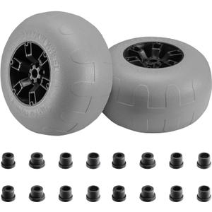 Beach Balloon Wheels, 13" Flat-Free Solid PU Beach Cart Tires Replacement Big Sand Wheels for Beach Buggy, Kayak Trolley, Canoe Cart, Rolling Walker, Garden Cart, Wheelchair & Buggy, 2-Pack (Grey)