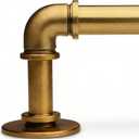Soft Gold Industrial Curtain Rod for Windows 18 to 45 Inches,1 Inch Adjustable Drapery Pole,Heavy Duty Outdoor/Indoor Modern Curtain Rods,Easy Installation(Soft Gold 18"-45")