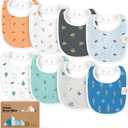 8-Pack Organic Baby Bibs for Boys, Girls - Soft Cotton Drooling and Teething Bibs for Baby Girl & Boy, Extra Absorbent, Easy To Clean & Put On for Toddler, Newborn, Infant 0-24 Months (Cosmo)
