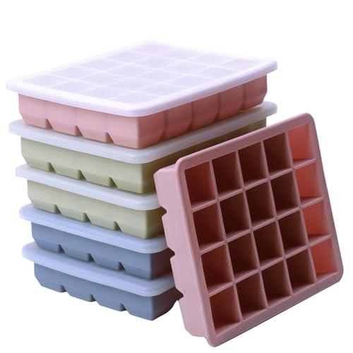 1 Tbsp Silicone Freezer Molds - Perfect for Storing Garlic, Herbs, Ginger, Pesto, Tomato Paste, Lemon Juice,Vegetable Purees, Purees and More - Silicone Food Freezer Tray (Multicolor 6 Pack)