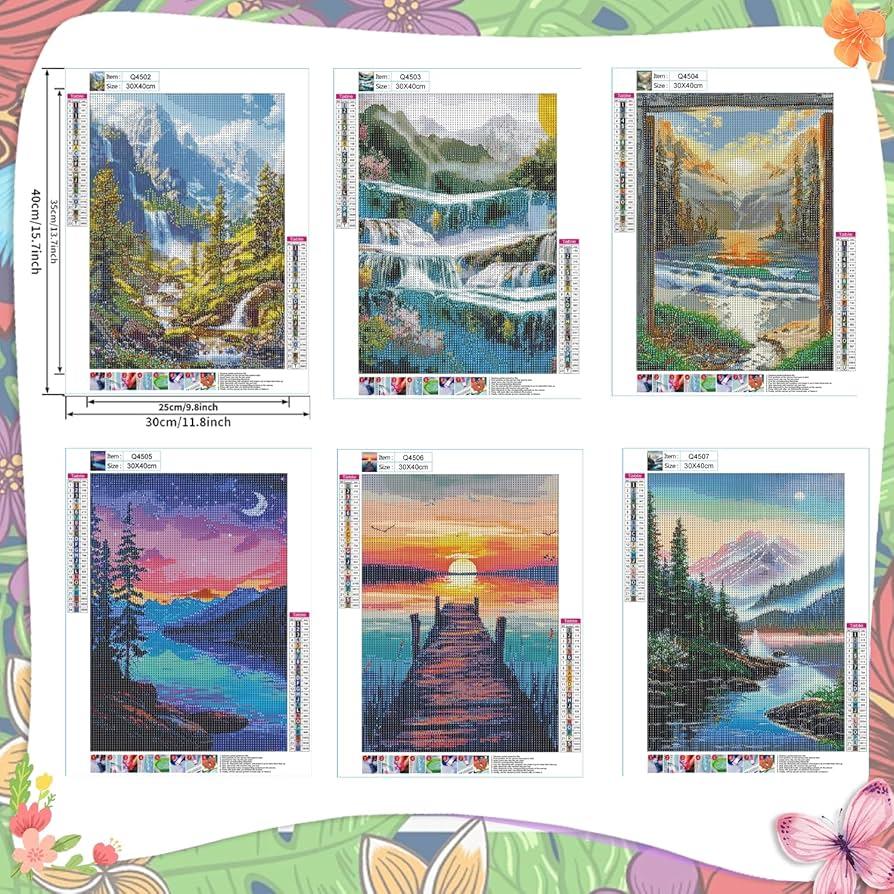 11Pack 5D Diamond Painting Kits for Adults, Landscape Diamond Arts Kits Diamond Art Sets,Gem Painting by Number Kits for Adults Beginners Home Wall Decor