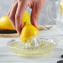 Glass Lemon Juicer, Manual Squeezer for Orange, Grapefuit, Small Citrus, Extractor Manual Hand with Handle and Pour Spout, Crystal Clear Glass 2.02oz