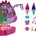 Polly Pocket Trolls Compact Playset with 2 Micro Dolls &13 Accessories, Poppy Exterior with Soft Hair, Collectible Toy Includes Poppy & Branch