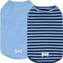 KYEESE 2Pack Dog Shirt, Soft Striped Dogs T Shirts, Lightweight Pet Tank Top, Sleeveless Dog Shirt for Small Dogs, Stretchy Comfortable Pet Vest, Dark Blue, Large (Large (13-19lbs))