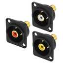 MEIRIYFA D-Type RCA Panel Mount Adapter Terminal 3 Color RCA Female to Female AV Chassis Socket Connector for TV Audio Video Speaker Amplifier (3PCS)