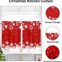 YOSTEV Christmas Kitchen Curtain 2 Panels Set, Red Snowflakes Velvet Curtains for Cafe Window, Winter Holiday Treatment Rod Pocket Thermal Insulated Room Darkening, 26x45 Inch