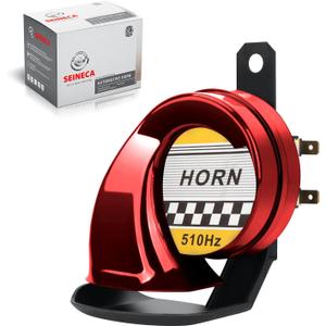 SEINECA Snail Air Horn Waterproof 130DB Universal High Tone 510HZ 12V Electric Horn for Motorcycle Auto Car Siren Scooter(Red).