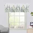 Sage Green Eucalyptus Leaf Curtain Valances for Windows Spring Summer Farmhouse Leaves Kitchen Curtains 54x18 Inch Short Rod Pocket Valance 1 Panel for Living Room Bathroom Bedroom Decor