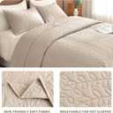 Sanracie Oversized King Quilt Bedspread Sets 120"*120" for Extra Bed, 100% Cotton Linen Colored Cal King Quilt Bedding Set Leaves Quilting Extra Wide Large 3Pcs Coverlet King Size for All Season