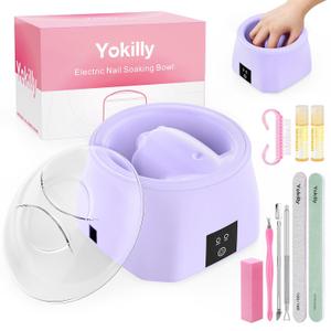Yokilly Nail Soaking Bowl Heated: 50% Faster Nail Soak off Bowl for Women Nail Beginner - Electric Manicure Nail Bowl for Home Salon (Purple)