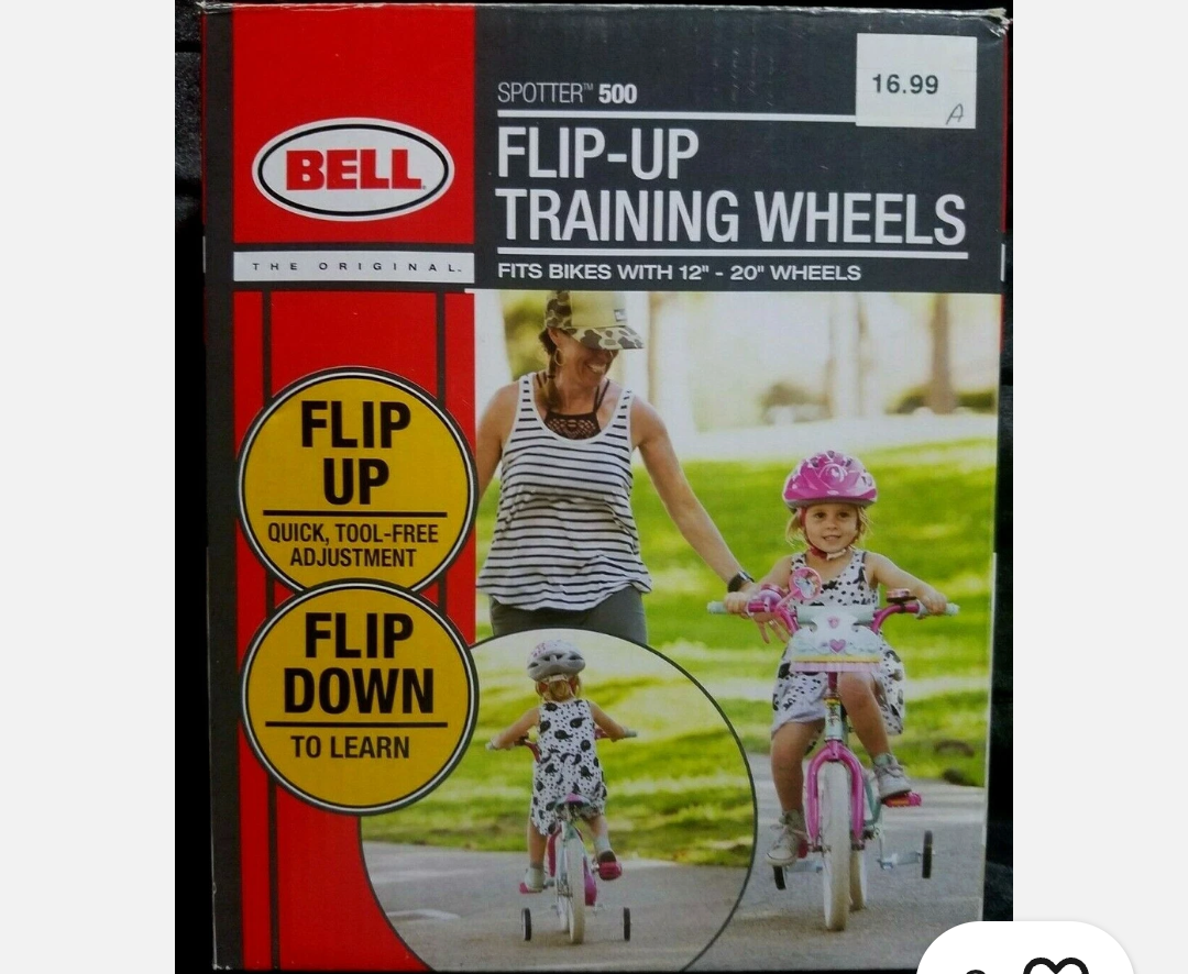 Training Wheels Bell Spotter 500 Flip-UP For Bikes 12" - 20" Wheel Flip Down NIB