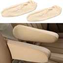 Moyishi Universal Fit Automotive Black Cloth Fabric Armrest Covers for Cars,Trucks, SUVs, and Vans (Cream)