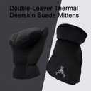 SKYDEER Winter Mittens with Soft Deerskin Suede Leather & Thermal Polar Fleece & Warm C100G 3M Thinsulate Insulation SD5171M (Black, XL)