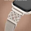 Stainless Steel Magnetic Loop Compatible with Apple Watch Band 41/40/38/49/46/45/44/42mm Women Mesh Celtic Knot Dressy Strap for iWatch Series 11/10/9/8/7/6/5/4/3/2/1/SE & Ultra(1/2/3)