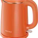 Secura Stainless Steel Double Wall Electric Kettle Water Heater for Tea Coffee w/Auto Shut-Off and Boil-Dry Protection, 1.0L (Orange) SWK-1001DO/HB-K012
