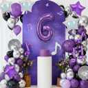 Purple Music Birthday Party Decorations Magical Music Themed Party Supplies, Number 6 Balloon Set 40 Inch Large Number Foil Mylar Balloons