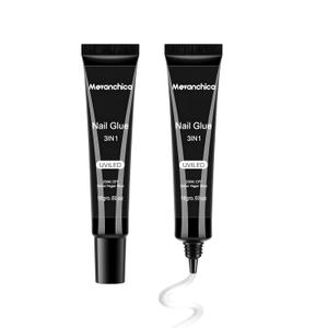 Nail Art Rhinestone Glue - 2Pcs Super Strong UV LED Gel for Nail Gems & Charms, Long Lasting 3D Nail Decor Adhesive, Low Odor & Easy Precision Application