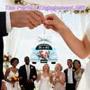 3 x Valentines Day Engagement Gift for Couples  Our Adventure Awaits Wooden Car Hanging Ornament, Just Engaged Keepsake for Future Mr & Mrs, Romantic Bride to Be Gift (Blue)