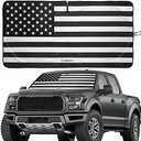 Magnelex American Flag Windshield Sun Shade, High-Resolution Sun Shield with Mirror Cut-Out for Automotive Interior Sun and Heat Protection, Folding Car Sunshade - X-Large, Black & White