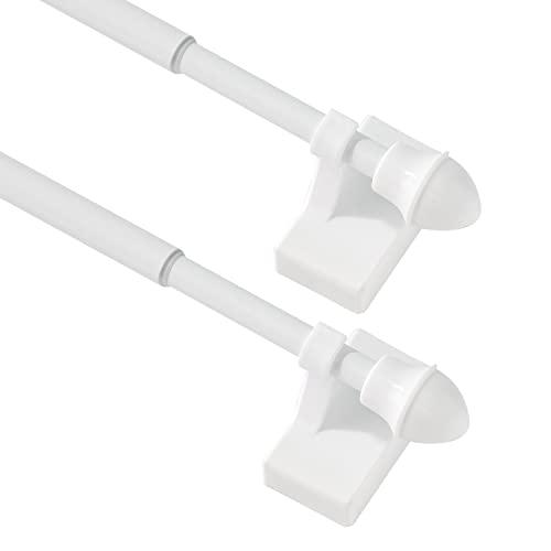BOOM JOG Magnetic Curtain Rods for Metal Doors, No Tools Required, Multi-Use Adjustable Appliance for Windows Iron Steel Places, 09-16 Inch, 2 Pack, White
