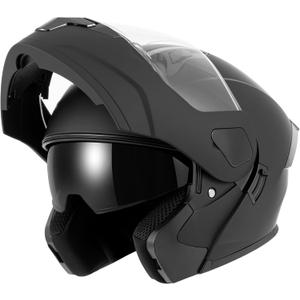 SPARK Adult Modular Motorcycle Helmet Dot Certified Flip-Up Dual Visor Full Face Helmets for Men & Women Moto ATV UTV Snowmobile ADV Four Wheeler Street Bike (Black, Medium)