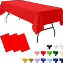 3-Pack Premium Plastic Red Tablecloth Disposable 54" x 108" Rectangle Table Cover Party PEVA Ruby Shine Red Table Cloths for Birthday Wedding Thanksgiving Christmas Graduation Banquet