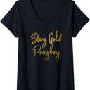 Womens Stay Gold Ponyboy V-Neck T-Shirt (Black, M)