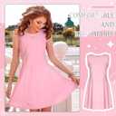 2 Pcs 90s Sweet Women Costume Pop Star Costume Boat Neck Pink Dress with Pendant Necklace for Halloween Cosplay (L)