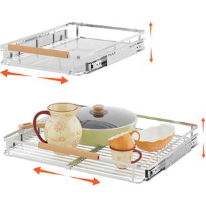 Expandable Pull Out Cabinet Organizer, Slide Out Drawers for Kitchen Cabinets, Heavy Duty Drawer Slides for Home Kitchen Pantry Cupboard Pots Pans, Adjustable Width from 17.2" ~ 28.1", 2 Packs