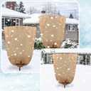 Windyun 5 Pcs Winter Burlap Plant Covers Reusable Warm Burlap Bags with Drawstring Large Size Freeze Protection Bags for Outdoor Plants Frost Blankets for Trees Garden Cold Weather (31.5 x 47.2'')