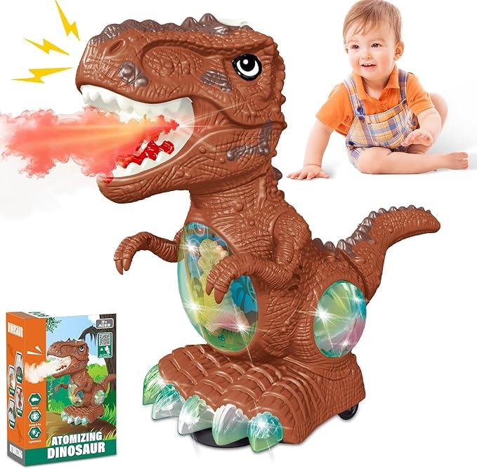 Dinosaur Toys for Toddlers 35, Roaring Light Up Dino Toys for 3 4 Year Old Boy Girl with 2 Flash Lights, Moving Electric Baby Toy, Educational Toddler Boy Toy Ages 4, Christmas Birthday Gifts