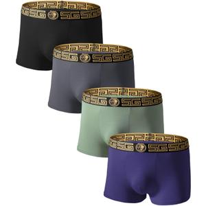 Men's Underwear Boxer Briefs, Viscose Trunks Shorts Underpants, Moisture Wicking Breathable Natural Fashion 5-Pack (XX-Large, Blue/Green/Grey/Black)